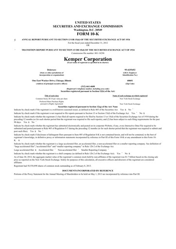 Vorschaubild Kemper 10-K Jahresbericht 2012