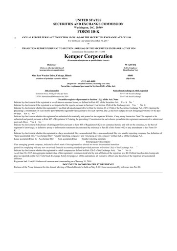 Vorschaubild Kemper 10-K Jahresbericht 2017
