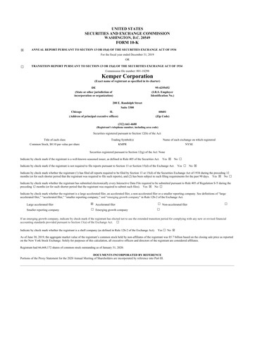 Vorschaubild Kemper 10-K Jahresbericht 2019