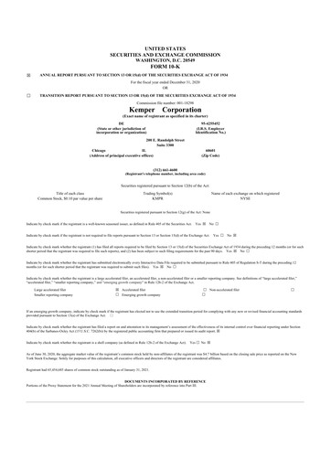 Vorschaubild Kemper 10-K Jahresbericht 2020