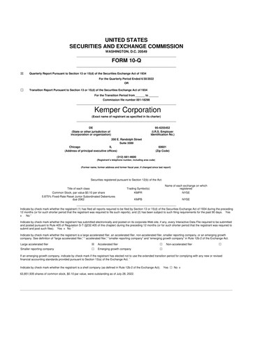 Vorschaubild Kemper 10-Q Quartalsbericht 2022 