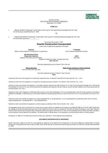 Thumbnail Granite Construction
 10-K Annual Report 
