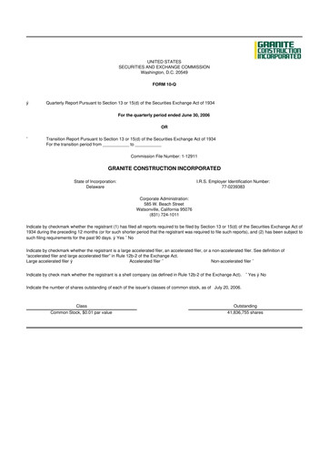 Thumbnail Granite Construction
 10-Q Quarterly Report FY 