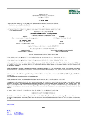 Thumbnail Granite Construction
 10-K Annual Report 