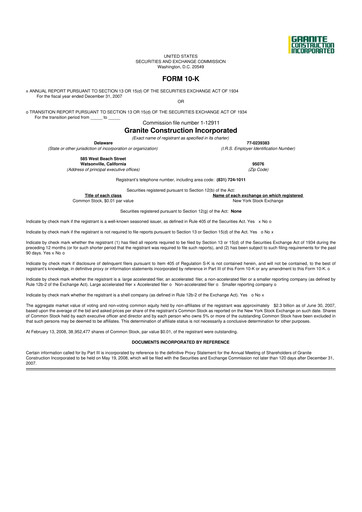 Thumbnail Granite Construction
 10-K Annual Report 