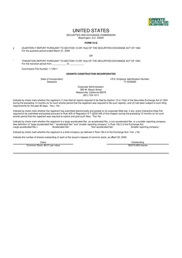 Thumbnail Granite Construction
 10-Q Quarterly Report FY 