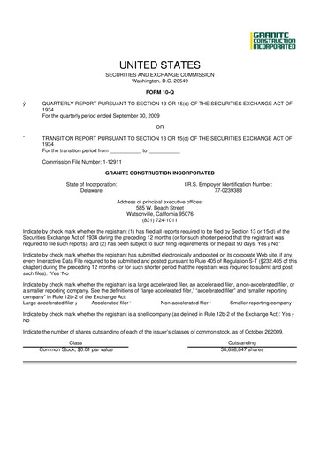 Thumbnail Granite Construction
 10-Q Quarterly Report FY 