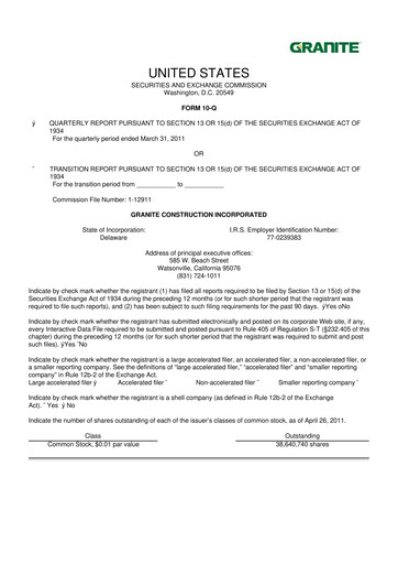 Thumbnail Granite Construction
 10-Q Quarterly Report FY2011 