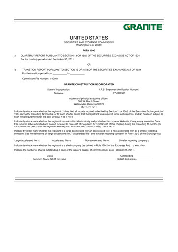 Thumbnail Granite Construction
 10-Q Quarterly Report FY2011 