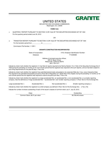 Thumbnail Granite Construction
 10-Q Quarterly Report FY2012 