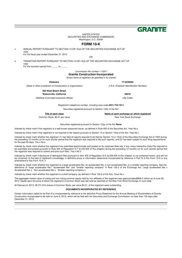 Thumbnail Granite Construction
 10-K Annual Report 