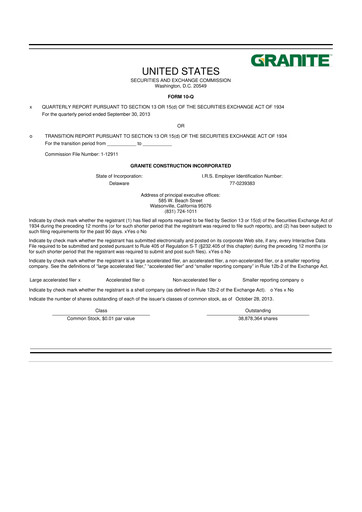 Thumbnail Granite Construction
 10-Q Quarterly Report FY2013 