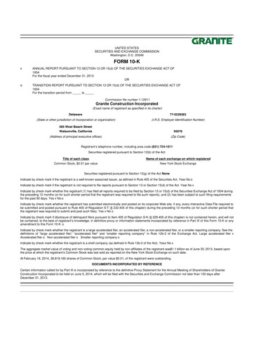 Thumbnail Granite Construction
 10-K Annual Report 