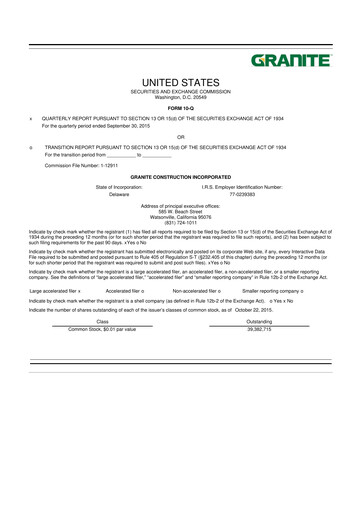 Thumbnail Granite Construction
 10-Q Quarterly Report FY2015 