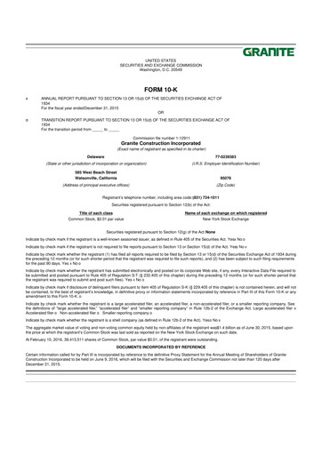 Thumbnail Granite Construction
 10-K Annual Report 