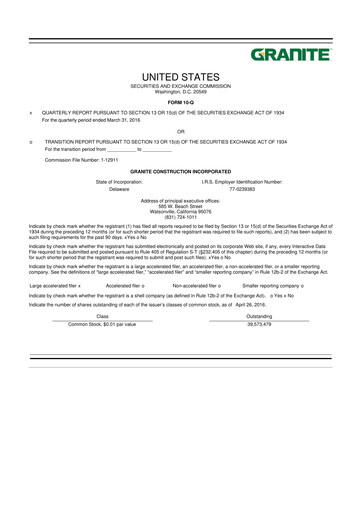 Thumbnail Granite Construction
 10-Q Quarterly Report FY2016 