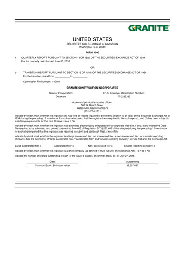 Thumbnail Granite Construction
 10-Q Quarterly Report FY2016 