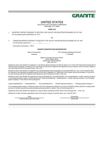 Thumbnail Granite Construction
 10-Q Quarterly Report FY2017 