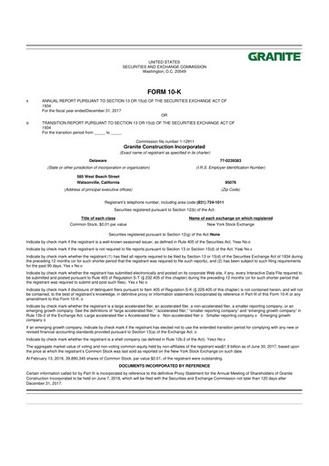 Thumbnail Granite Construction
 10-K Annual Report 