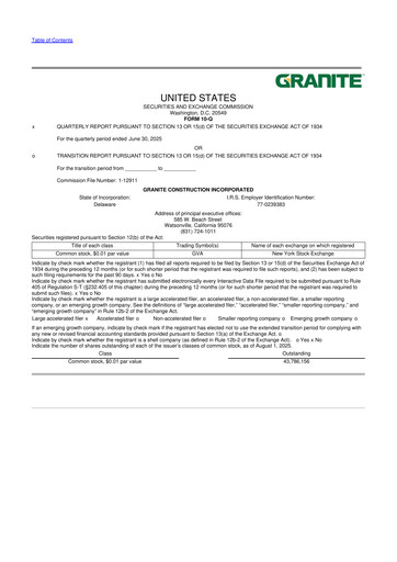 Thumbnail Granite Construction
 10-Q Quarterly Report FY2025 