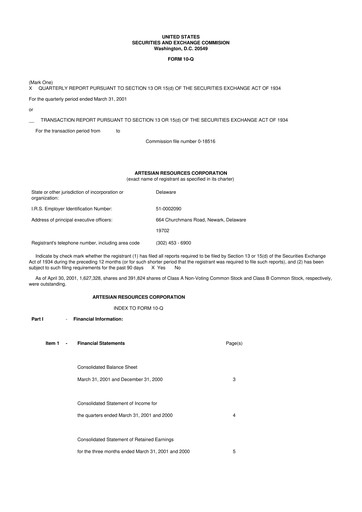 Thumbnail Artesian Resources 10-Q Quarterly Report FY 