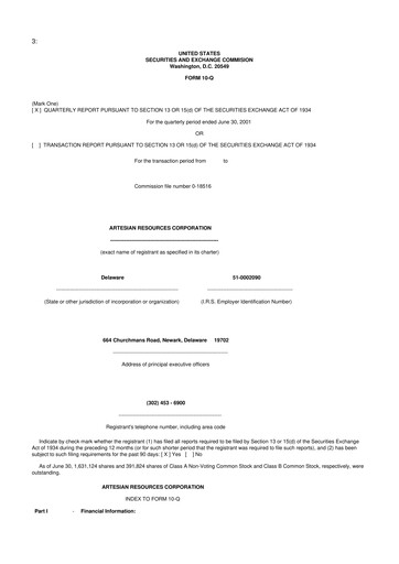 Thumbnail Artesian Resources 10-Q Quarterly Report FY 