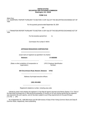 Thumbnail Artesian Resources 10-Q Quarterly Report FY 