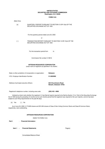 Thumbnail Artesian Resources 10-Q Quarterly Report FY 