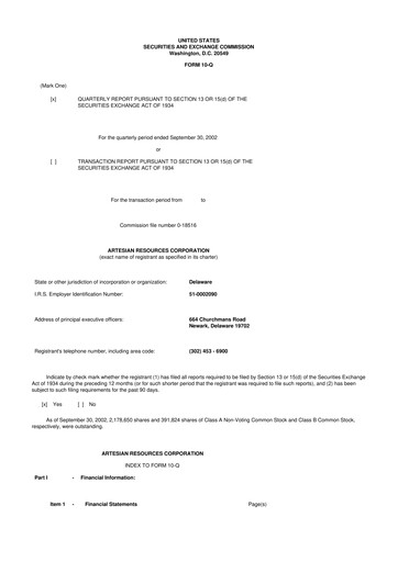 Thumbnail Artesian Resources 10-Q Quarterly Report FY 