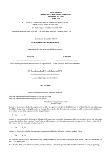 Vorschaubild Artesian Resources 10-K Jahresbericht 