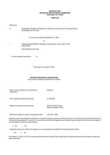 Thumbnail Artesian Resources 10-Q Quarterly Report FY 