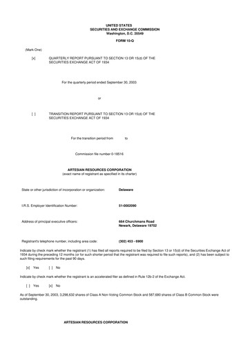 Thumbnail Artesian Resources 10-Q Quarterly Report FY 