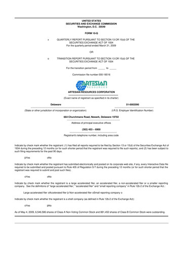 Thumbnail Artesian Resources 10-Q Quarterly Report FY 