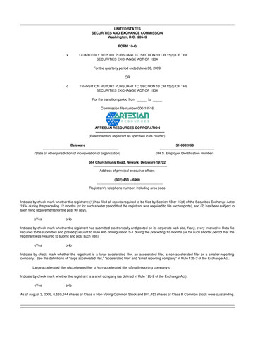Thumbnail Artesian Resources 10-Q Quarterly Report FY 