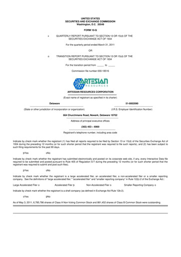 Thumbnail Artesian Resources 10-Q Quarterly Report FY2011 