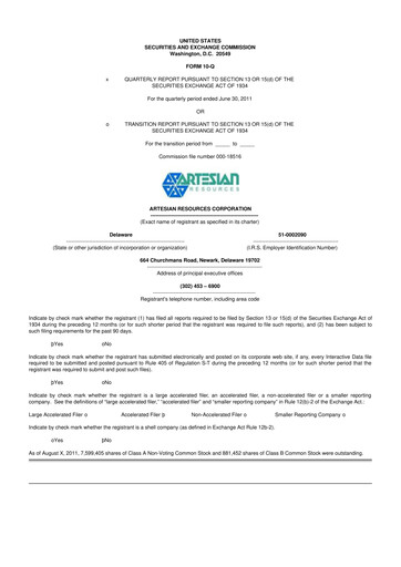 Thumbnail Artesian Resources 10-Q Quarterly Report FY2011 