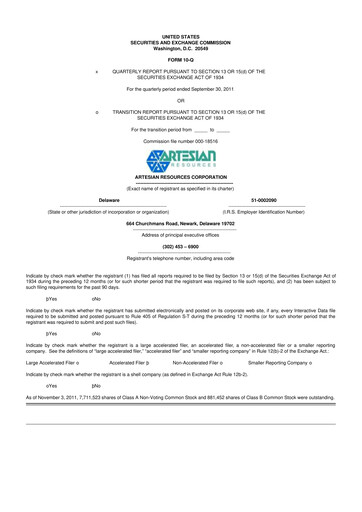 Thumbnail Artesian Resources 10-Q Quarterly Report FY2011 