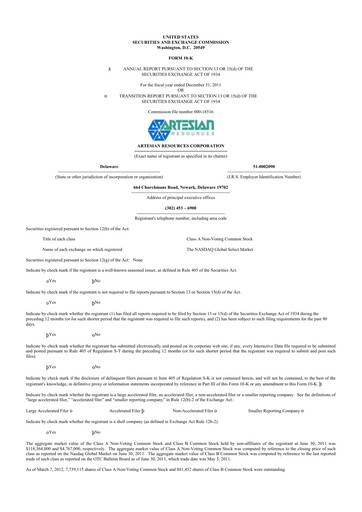 Vorschaubild Artesian Resources 10-K Jahresbericht 2011