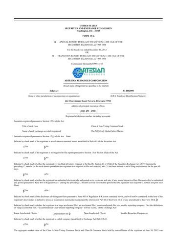 Vorschaubild Artesian Resources 10-K Jahresbericht 2012