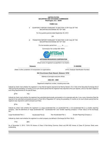 Thumbnail Artesian Resources 10-Q Quarterly Report FY2013 