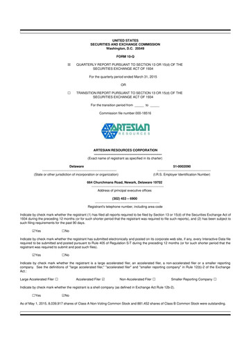 Thumbnail Artesian Resources 10-Q Quarterly Report FY2015 