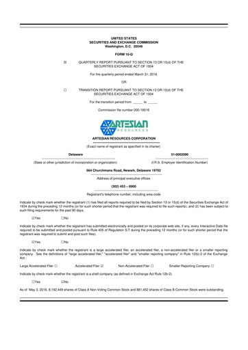 Thumbnail Artesian Resources 10-Q Quarterly Report FY2016 