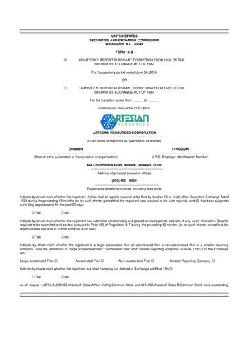 Thumbnail Artesian Resources 10-Q Quarterly Report FY2016 