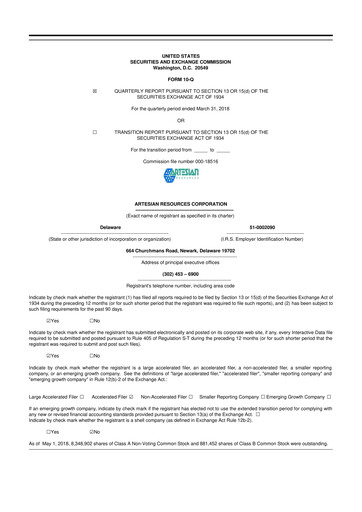 Thumbnail Artesian Resources 10-Q Quarterly Report FY2018 