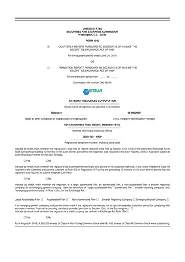 Thumbnail Artesian Resources 10-Q Quarterly Report FY2018 