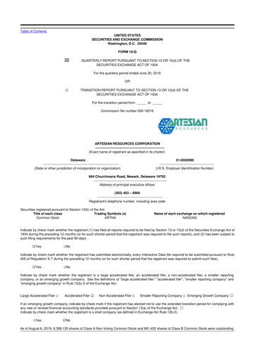 Thumbnail Artesian Resources 10-Q Quarterly Report FY2019 