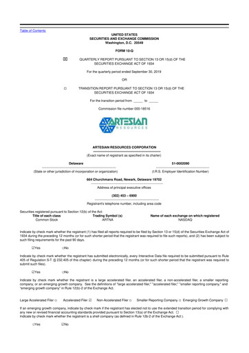 Thumbnail Artesian Resources 10-Q Quarterly Report FY2019 