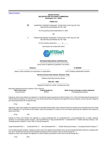 Thumbnail Artesian Resources 10-Q Quarterly Report FY2020 