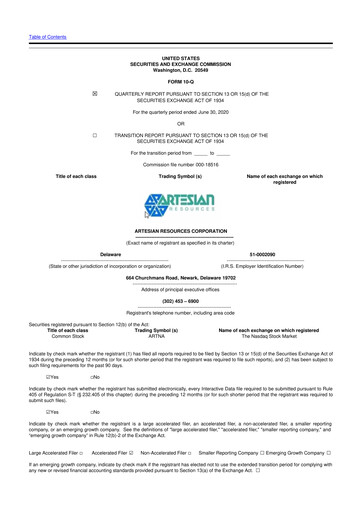 Thumbnail Artesian Resources 10-Q Quarterly Report FY2020 