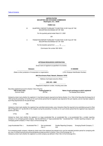 Thumbnail Artesian Resources 10-Q Quarterly Report FY2022 